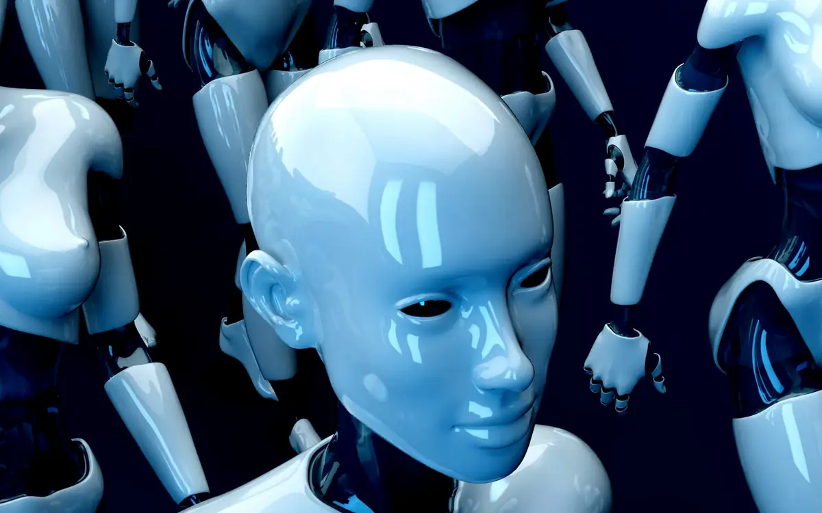 Futuristic humanoid AI figure representing artificial intelligence solutions
